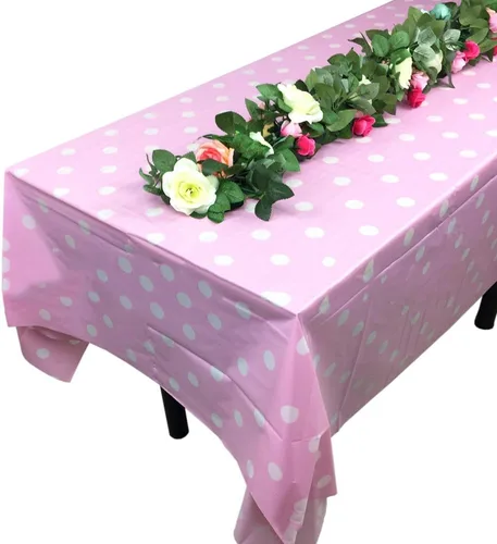 Vista 4 de Vpang 2 manteles de plástico con lunares, desechables, rectangulares y gruesos para cocina, picnic, boda, fiesta de cumpleaños, catering, eventos
