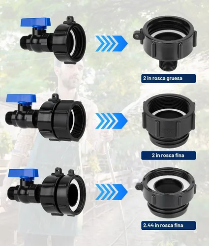 Vista 7 de Adaptador de tanque IBC de 3 tamaños, 2.44" fino, 2" fino, 2" fino, 2