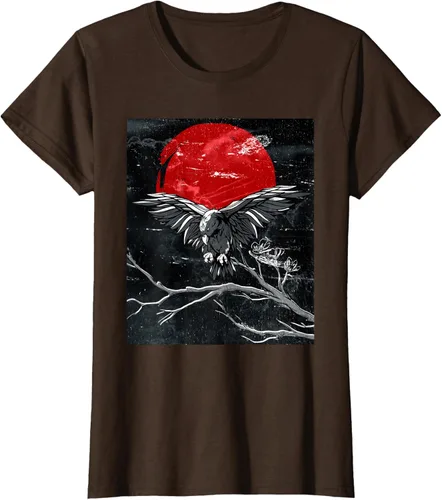 Vista 15 de Red Moon Raven - Camiseta japonesa de cuervo negro, Negro, S