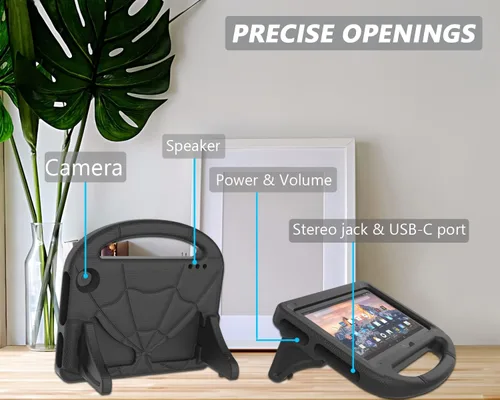 Vista 4 de Funda para tableta para nuevo 7 pulgadas 2024, cubierta ligera a prueba de golpes para niños con cubierta de soporte - negro