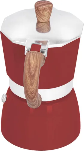 Vista 8 de Moka Pot - Cafetera de café expreso de aluminio de 5.1 fl oz, cafetera moka octogonal para oficina en casa (rojo)