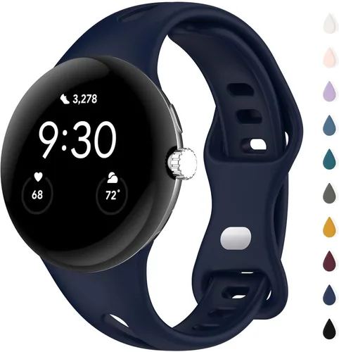 Vista 17 de Correas delgadas compatibles con Google Pixel Watch 4 3 (41mm)/Pixel Watch 2 1, correas ajustables transpirables de silicona suave deportiva