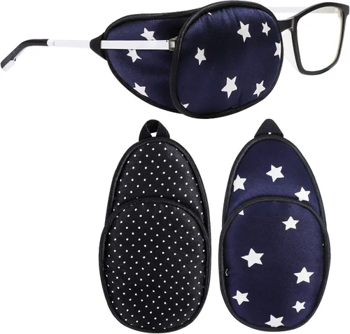 Vista 10 de eZAKKA Parches para ojos para adultos, parche para gafas, parche de seda para ojo perezoso, ambliopía, estrabismo y después de la cirugía