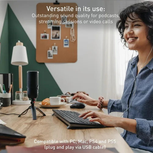 Vista 2 de Cherry UM 3.0, micrófono USB para podcasting, transmisión y uso de oficina en casa, patrón polar cardioide, conector para auriculares, compatible
