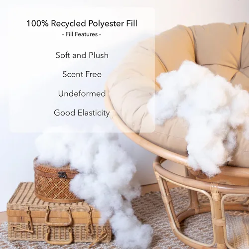 Vista 6 de Sorra Home - Cojín con mechones Papasan - Cojín redondo cómodo para silla Bucket & Moon - Cojín de piso con espuma suave para muebles