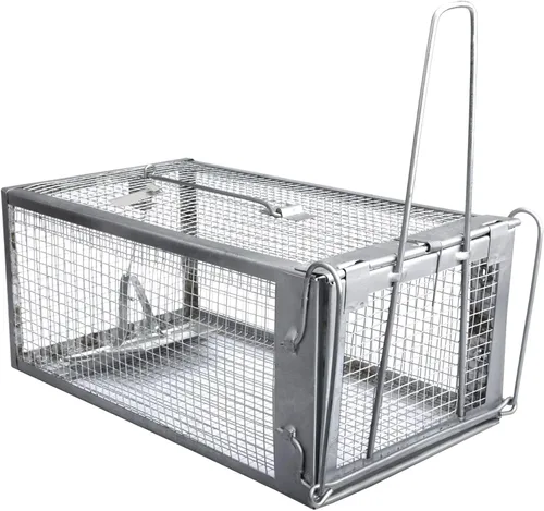 Vista 7 de Gingbau Trampa para ratas de ardilla viva, trampa de jaula para ratones de ratones negro (1-Pack)