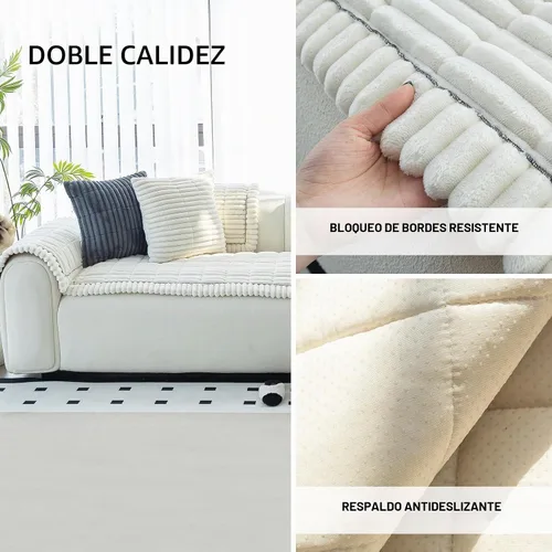 Vista 2 de Funda para sofá, fundas de sofá para perros, lavables, antideslizantes, a rayas, para sofá seccional, protector de muebles para forma de L