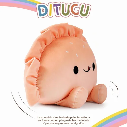 Vista 4 de Ditucu Pierogi - Linda almohada Pierogi de felpa divertida con comida frita, albóndigas fritas, panqueques, peluches de animales de peluche Rosa