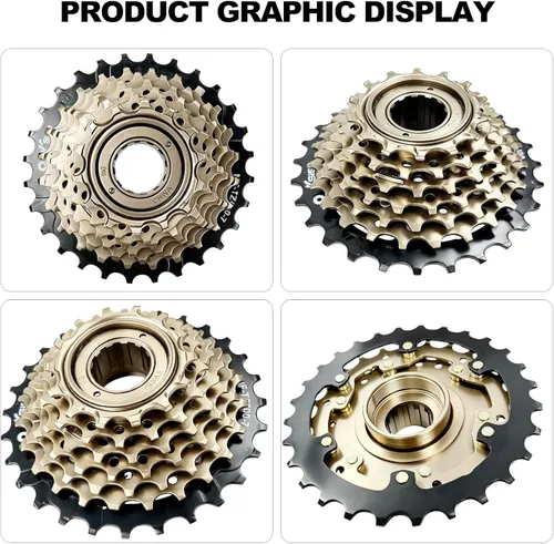 Vista 3 de 7 Speed Bike Freewheel, MF-TZ500-7 Bicycle Freewheel14-28T/34T Multiple Freewheel Cycling Replacement Part