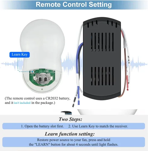 Vista 5 de Kit de control remoto de ventilador de techo universal WiFi inteligente con ajuste de aprendizaje