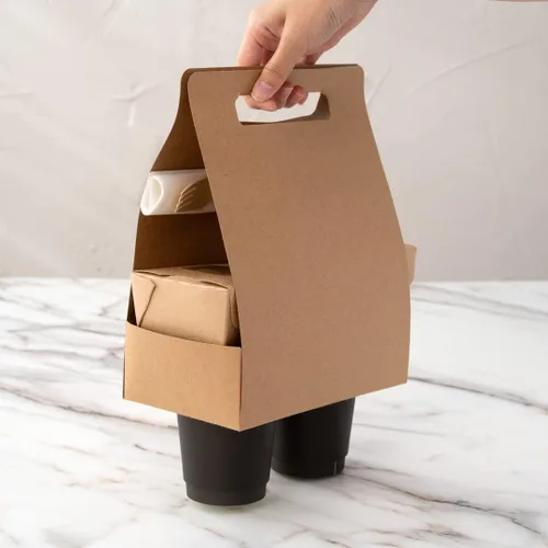 Vista 7 de Restaurantware Bio Tek - Loncheras de papel de 8.75 x 4.25 x 8 pulgadas con asas, 100 recipientes desechables de papel kraft para alimentos