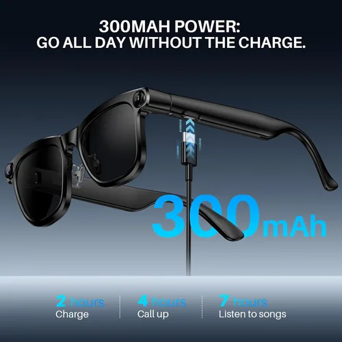 Vista 9 de Gafas inteligentes AI con cámara y video 4K de 8 MP, llamada Bluetooth