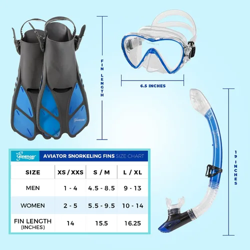 Vista 5 de Seavenger Conjunto de Snorkel Aviator con Bolsa de Equipo