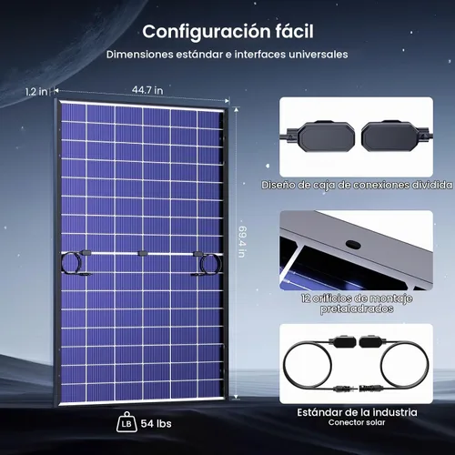 Vista 8 de Panel solar bifacial de 450 W, paquete de 2, células solares tipo N
