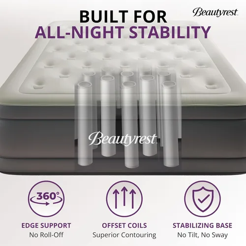 Vista 2 de Beautyrest Sky Rise - Colchón de aire tamaño individual con bomba integrada, cama inflable elevada de 18 pulgadas con parte superior cómoda, soporte