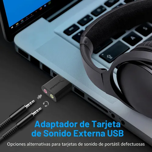Vista 2 de SABRENT Adaptador de sonido estéreo externo de Sabrent USB para Windows y Mac. Enchufe y juega no se necesitan controladores. (AU-MMSA) USB audio