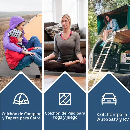 Vista 6 de Colchón de espuma viscoelástica para campamento, portátil, enrollable, para suelo, campamento, automóvil, individual, cuna para niños, cama