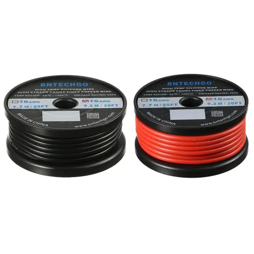 Vista 18 de BNTECHGO Carrete de alambre de silicona calibre 10 de 25 pies, alambre de cobre estañado trenzado de 10 AWG, color azul flexible