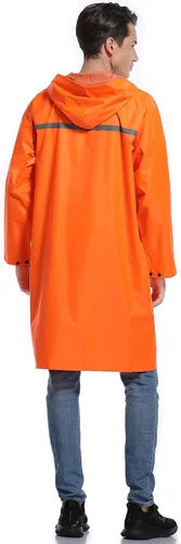 Vista 3 de Chaqueta de lluvia de seguridad larga con capucha para hombre, impermeable, poncho de emergencia