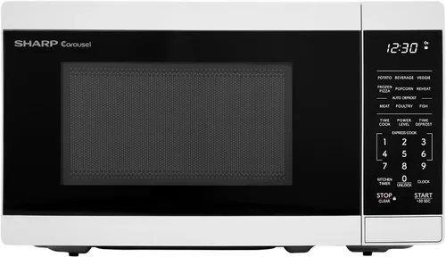 Vista 14 de SHARP Horno microondas compacto de encimera con plato giratorio de carrusel extraíble de 10 pulgadas, 700 vatios, 0.7 pies cúbicos, negro