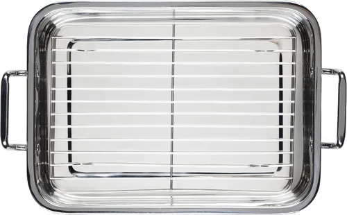Vista 6 de Farberware Classic Traditions - Asador/sartén para asar de acero inoxidable con estante, 17" x 12.25