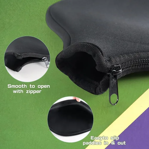 Vista 5 de 2 fundas de paleta de pickleball, neopreno duradero universal de 8.26 x 11.8 pulgadas con cremallera, bolsa de almacenamiento, se adapta a raquetas