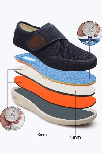 Vista 2 de Yibobay Zapatos para diabéticos de ancho ancho ancho para hombre anciano, zapatos anchos para hombre, zapatos para caminar con cierre ajustable