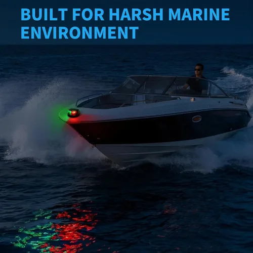 Vista 6 de Obcursco Luces de Navegación para Barco, Luces LED Marinas de Proa Verdes y Rojas, IP67 Impermeable, Resistente a la Oxidación, Ideal para Pontón