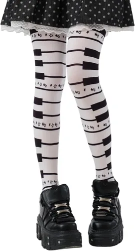 Vista 14 de RICHTRUE Whimsy Twee Funky - Mallas estampadas para mujeres, adolescentes y niñas, Emo Goth Cool 2000s Fun Printed Tights Y2k Grunge Alt Clothes