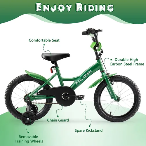Vista 3 de 14/16/18 Inch Children’s Bike for Toddlers Kids Ages 3-9, Safe Non-Slip Tires, Removable Training Wheels, Coaster Brake, Easy Assembly, Perfect for