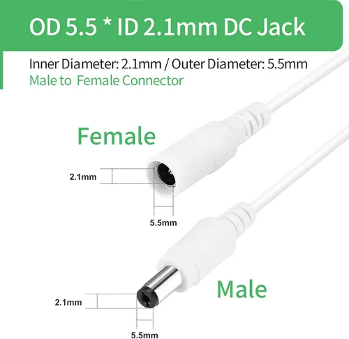 Vista 3 de Cable de extensión de alimentación de 33 pies 10 M CC 12 V para cámara de seguridad CCTV DVR independiente, cable de extensión de CC de 0.217 in x