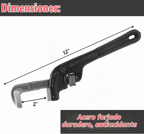 Vista 2 de Mr. Pen- End - Llave de tubo, 12 pulgadas, llave de tubo desplazada, herramientas de plomería
