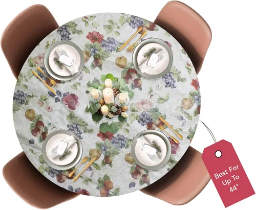 Vista 17 de LAMINET Mantel elástico ajustable para mesa, medallón grande, redondo, se adapta a mesas de hasta 45 a 56 pulgadas de diámetro Medallion