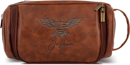 Vista 9 de Neceser de cuero personalizado para hombres, bolsa de viaje hecha a mano para marido, novio, papá, cumpleaños, aniversario, boda, padrinos de boda