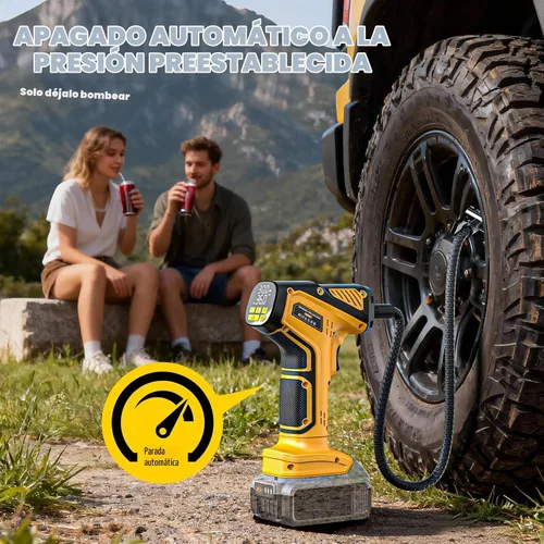 Vista 6 de DIYtoolifz Compresor de aire inalámbrico para inflador de neumáticos compatible con batería Dewalt de 20 V (solo herramienta), bomba de aire