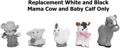 Vista 3 de Pieza de repuesto para Fisher-Price Little People Caring for Animals Farm - DWC31 y CHJ51 ~ Figura de repuesto de vaca y ternera blanca y negra