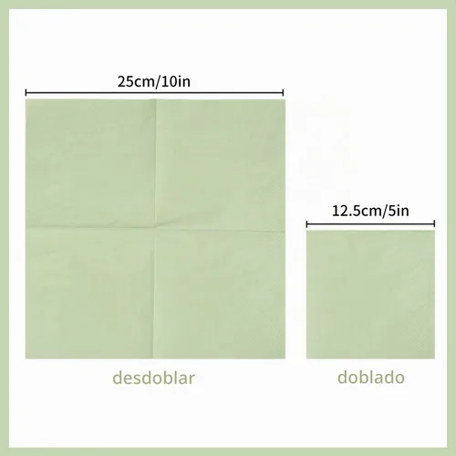 Vista 2 de 300 paquetes de servilletas de cóctel de 2 capas, servilletas de postre plegadas de 5 x 5 pulgadas, servilletas desechables para cena, boda Verde