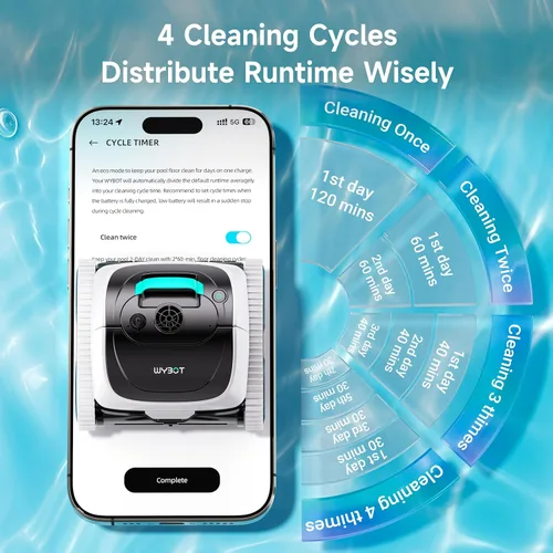 Vista 5 de WYBOT C1 - Robot aspirador inalámbrico para piscinas enterradas, gris con blanco