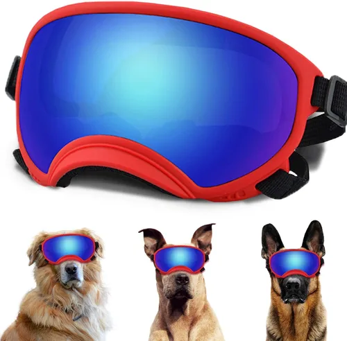 Vista 26 de Gafas de sol para perros medianos con correa ajustable, protección UV, gafas de sol para cachorros a prueba de viento, adecuadas para mascotas