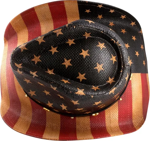 Vista 4 de GrinderPUNCH sombrero de vaquero clásico con la bandera americana