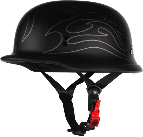 Vista 8 de Cascos de motocicleta de media cara, casco abierto de estilo alemán retro para adultos con aprobación DOT, Modelo-308