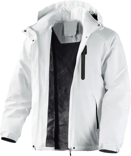 Vista 9 de Abrigos de invierno para hombre, chaqueta parka con capucha abrigada, impermeable, forrada con forro polar para nieve y esquí