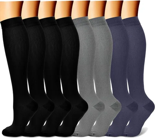 Vista 22 de CHARMKING Calcetines de compresión para mujeres y hombres para circulación (8 pares) 15-20 mmHg, mejor soporte para ciclismo atlético