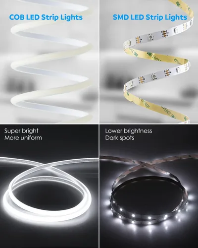 Vista 4 de Aclorol Tiras de Luces LED COB de 16.4 Pies para Exteriores, Luz Flexible LED Impermeable AC 110V-120V, Cuerda de Luz LED con Enchufe