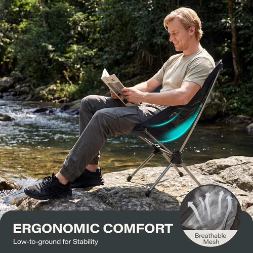 Vista 7 de LAUSAINT HOME Silla de camping, silla plegable ultraligera con capacidad de 280 libras, silla de campamento compacta portátil con marco de aluminio