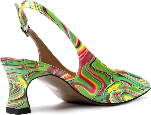 Vista 5 de SKYSTERRY Vestido de mujer de noche Slingback gatito punta cuadrada Carrete de patente de oficina Zapatos de tacón bajo 2 pulgadas