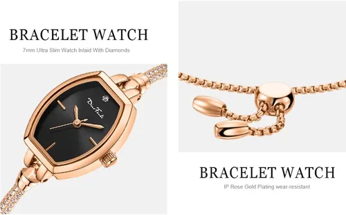 Vista 6 de Reloj de pulsera pequeña para mujer, reloj analógico de vestir de diamantes impermeable