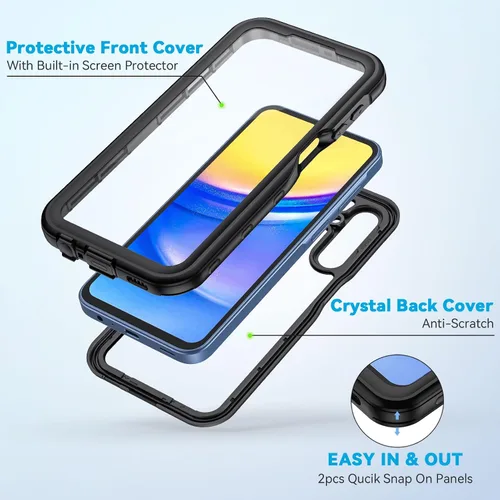 Vista 3 de Lanhiem Funda para teléfono Samsung Galaxy A15 5G, IP68 impermeable a prueba de polvo con protector de pantalla, funda protectora de cuerpo completo