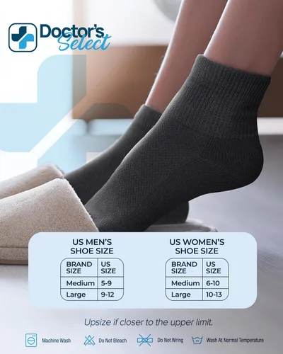 Vista 6 de Calcetines de tobillo para diabéticos Doctor's Select para mujeres y hombres - 4 pares Calcetines para diabéticos unisex para adultos