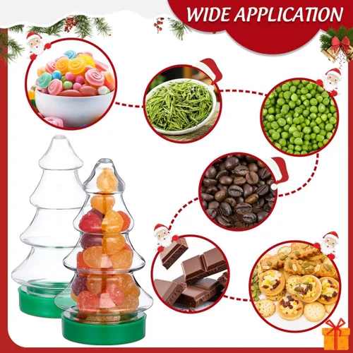 Vista 5 de Abaodam 6 unidades rellenables con forma de árbol de Navidad de plástico transparente adornos de Navidad recipientes de dulces para manualidades